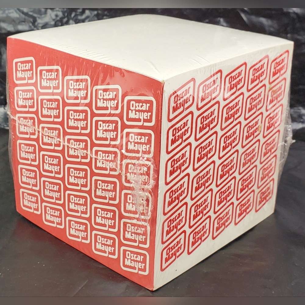 Oscar Mayer Vintage Cube Sticky Note Pad Block Memo Hot Dogs Balogney - NOS
